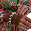 Disco Ball Jewelry Set - 1970s Silver Diva Mirror Balls Costume Bracelet and Earrings Rave Accessories Set for Women and Girls