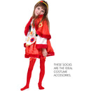 Bow Accent Thigh Highs - Red Over The Knee High Stockings with Red Satin Ribbon Bow Accent for Women and Girls