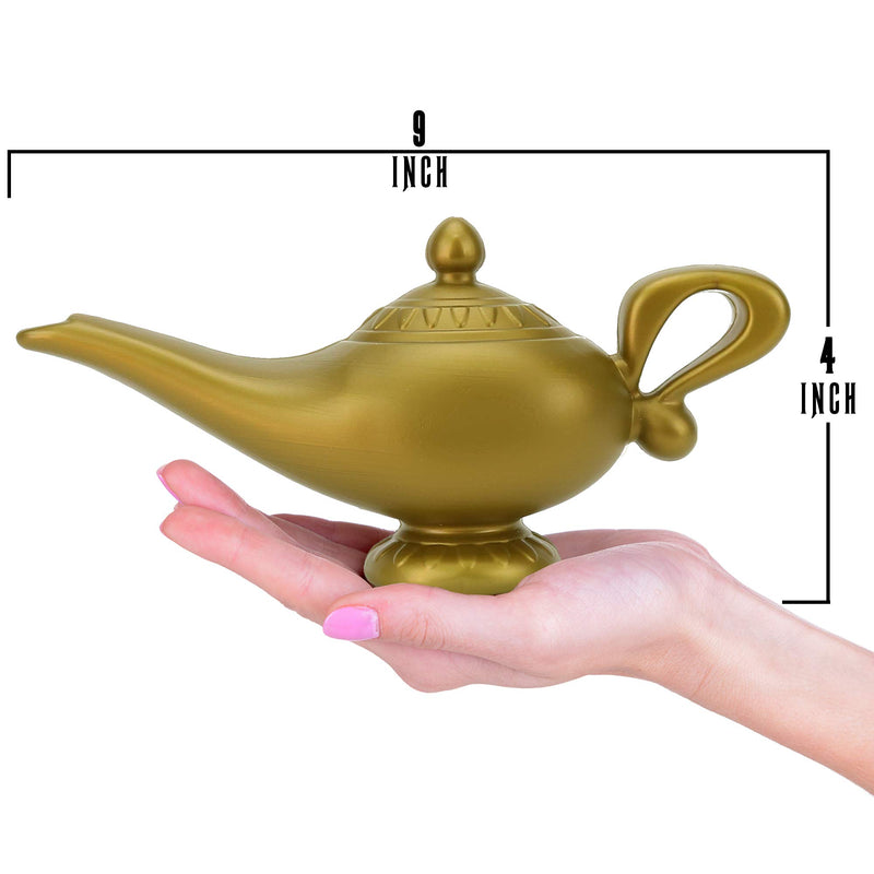 Arabian Genie Oil Lamp - Aladdin's Gold Magic Genie Lamp Costume Accessory - 1 Piece