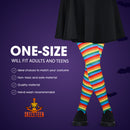 Colorful Rainbow Striped Tights - Striped Nylon Clown Stretch Pantyhose LGBT Stocking Accessories for Every Day Attire and Costumes for Men, Women and Kids