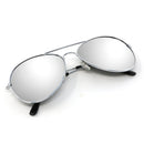 Silver Mirrored Aviator Sunglasses - Military Style Mirror Sun Glasses with Metal Frame and UV 400 Protection
