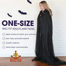 Black Hooded Tulle Cape - Long Chiffon Medieval Net Robe Vampire Bride Sheer Cloak Costume for Adults and Teens