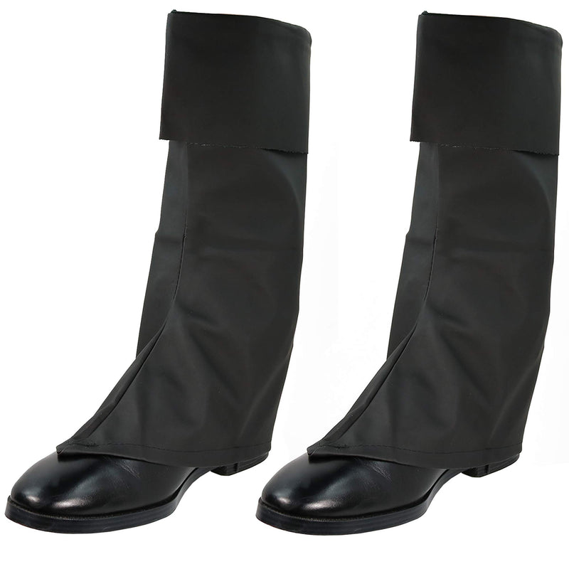 Faux Leather Costume Boots - Knee High Over The Shoe Black Pirate Boots Accessories for Costumes