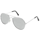 Silver Mirrored Aviator Sunglasses - Military Style Mirror Sun Glasses with Metal Frame and UV 400 Protection