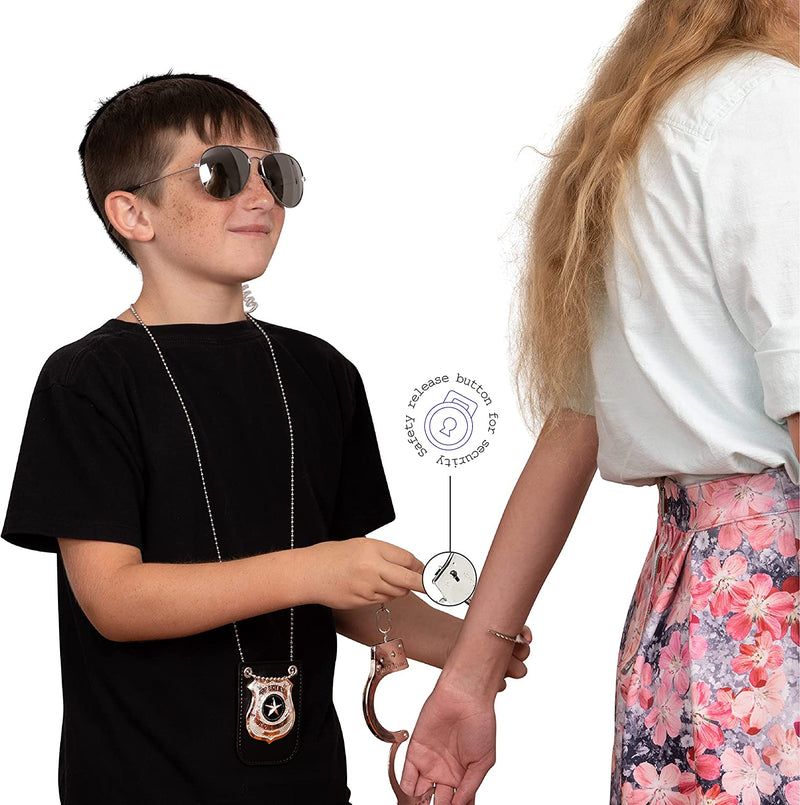 Kids Spy Set Accessories - Cool Spy Gadgets Equipment for Detective Costumes with Sunglasses, Ear Piece, Badge, and Handcuffs