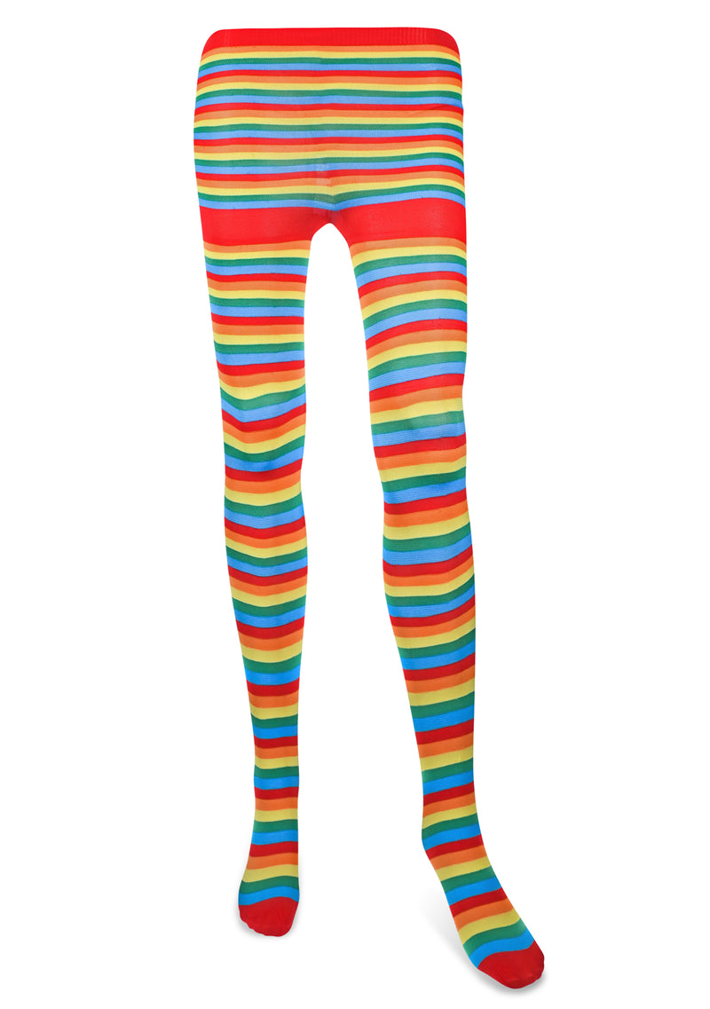 Colorful Rainbow Striped Tights - Striped Nylon Clown Stretch Pantyhose LGBT Stocking Accessories for Every Day Attire and Costumes for Men, Women and Kids