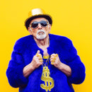 Hip Hop Gold Necklace - Rapper Dollar Sign Medallion Gangster Golden Chain Costume Bling Jewelry