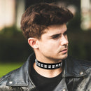 Biker Leather Studded Choker - Gothic Punk Rock N Roll Jewelry Accessories Leather and Metal Collar Costume Necklace