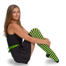 Black and Green Socks - Over The Knee Striped Thigh High Costume Accessories Stockings for Men, Women and Kids