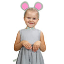 Mouse Costume Accessory Set - Grey and Pink Ears Headband, Bow Tie and Tail Accessories Set for Rat Costume for Toddlers and Kids