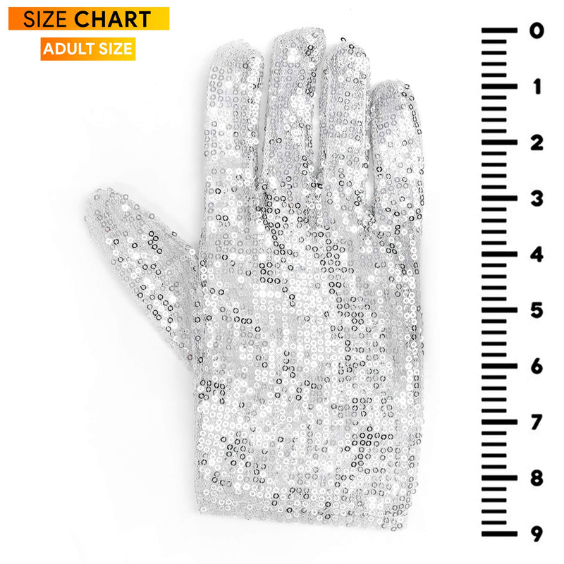 Michael Jackson Sequin Glove - White Right Handed Glove Costume Accessory - 1 Piece