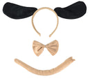 Puppy Dog Costume Set - Brown and Black Dog Ears, Bow Tie and Tail Accessories Kit for Kids of All Ages