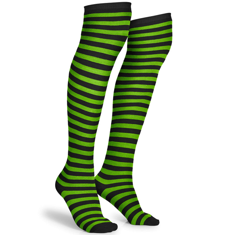 Black and Green Socks - Over The Knee Striped Thigh High Costume Accessories Stockings for Men, Women and Kids