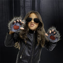 Wolf Paw Costume Gloves - Grey Hairy Werewolf Claw Cuffs Hands Monster Animal Hand Paws Costume Accessories for Kids and Adults