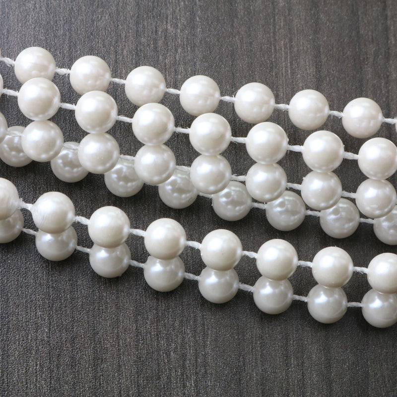 White Beaded Choker Necklace 497JW15