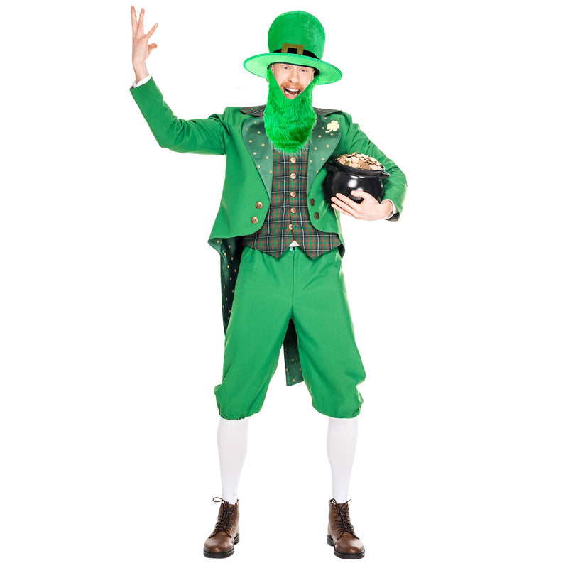Irish Hat and Beard - Green Leprechaun Top Hat and Beard St Patricks Day Costume Accessories