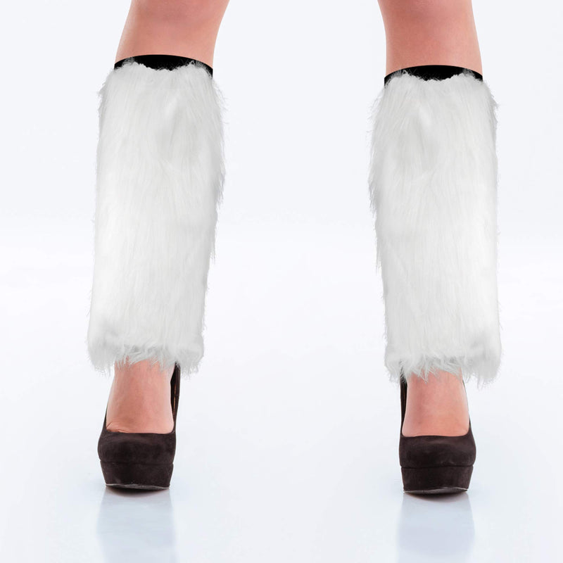 Boot Cuff Leg Warmers - Fluffy White Faux Fur Boots Warmer Cuffs for Women and Girls