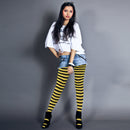 Black and Yellow Tights - Striped Nylon Bumble Bee Stretch Pantyhose Stocking Accessories for Every Day Attire and Costumes for Men, Women and Kids