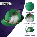 German Oktoberfest Alpine Fedora - Bavarian Swiss Green Traditional Trachten Felt Costume Hat with Feather for Kids and Adults