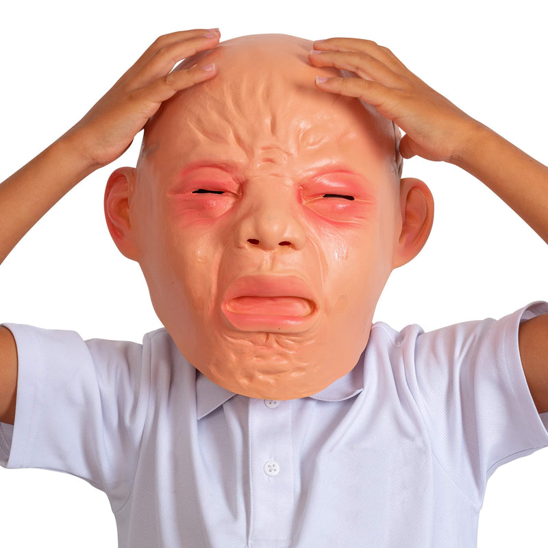 Crying Baby Costume Mask - Angry Crybaby Funny Lifelike Rubber Face Mask Accessories for Costumes for Adults and Children
