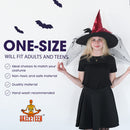 Deluxe Pointed Witch Hat - Glamorous Red Witches Accessories Fancy Satin Hat with Bow, Spiders and Black Feathers