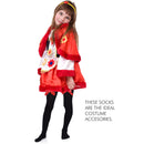 Bow Accent Thigh Highs - Black Over the Knee High Stockings with Red Satin Ribbon Bow Accent for Women and Girls