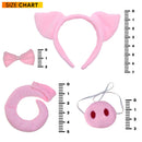 Pig Costume Accessories Set - Fuzzy Pink Pig Ears Headband, Bowtie, Snout and Tail Accessory Kit for Piglet Costumes for Toddlers and Kids