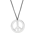 Silver Peace Sign Pendant - 1960s 1970s Hippie Party Accessories Necklace - 1 Piece