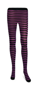 Black and Purple Tights - Striped Nylon Stretch Pantyhose Stocking Accessories for Every Day Attire and Costumes for Men, Women and Kids