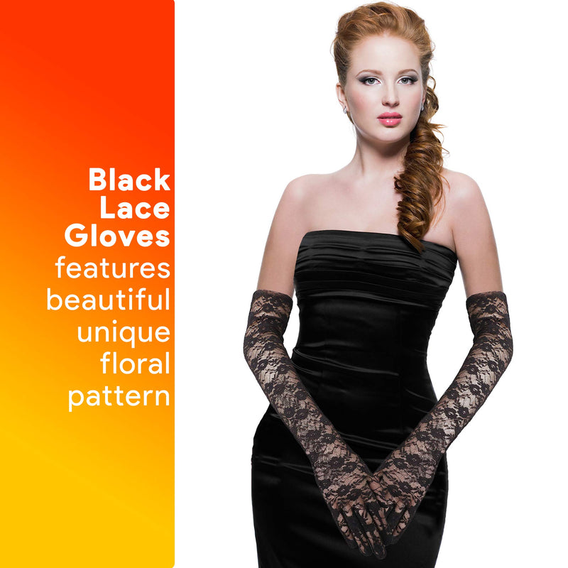 Elegant Lace Elbow Gloves - 1920s Fashion Opera Length Tea Party Black Wedding Gloves