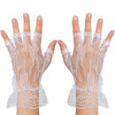 Fingerless Lace White Gloves - Ladies and Girls Ruffled Lace Finger Free Bridal Wrist Gloves