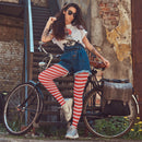 White and Red Tights - Striped Nylon Stretch Pantyhose Stocking Accessories for Every Day Attire and Costumes for Men, Women and Kids