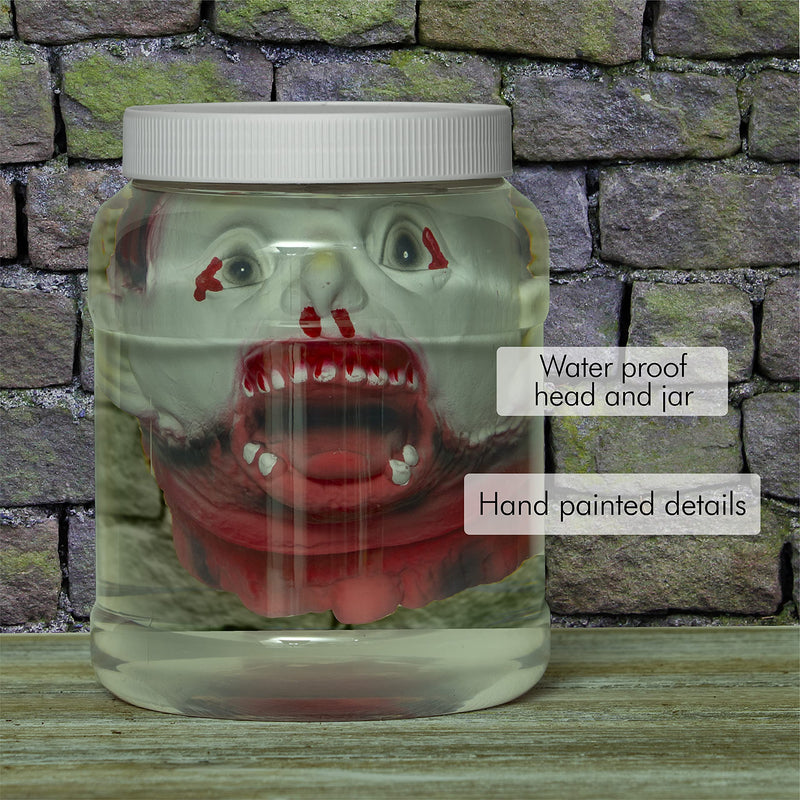 Laboratory Head in Jar - Gory Fake Severed Face Scary Party Decorations Props for Insane Asylum Haunted House Décor