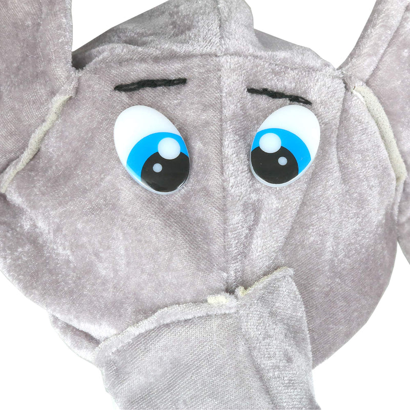 Stuffed Elephant Costume Hat - Plush Animal Funny Costume Accessories Hat - 1 Piece Grey
