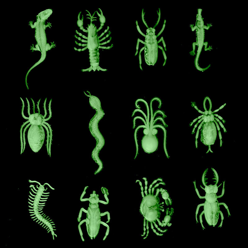 Glow in the Dark Insects - 144 Pieces - Party Favor and Prank Toys - Assorted Reptiles and Bugs Toys Great for Halloween, Birthday Parties, Piatas, Prizes and More - by Skeleteen