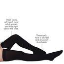 Bow Accent Thigh Highs - Black Over the Knee High Stockings with White Satin Ribbon Bow Accent for Women and Girls