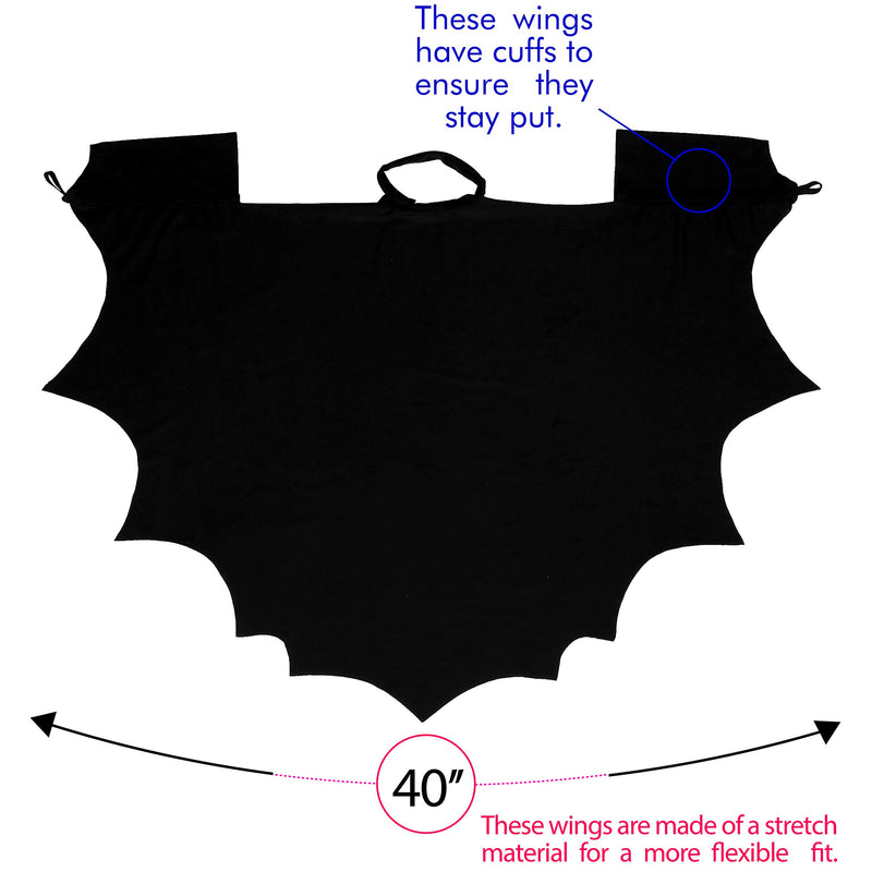 Bat Wings Costume Accessory - Black Wing Set Dress Up Accessories for Dragon, Vampire or Bat Costumes