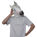 Unicorn Head Costume Accessory - Realistic White and Pink Animal Unicorn Horse Head for All Ages