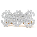 Dollar Sign Costume Ring - Pimp Money Symbol Jewelry Three Finger Gangster Ring for Men and Women