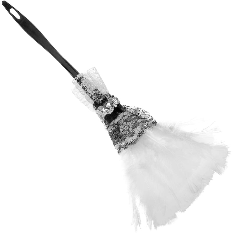 Feather Duster Maid Accessory - Soft White Cleaning Feather Dust Broom Costume Accessories Prop for French Maid Costumes