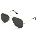 Black Gold Aviator Sunglasses - Military Style Dark Sun Glasses with Gold Metal Frame and UV 400 Protection