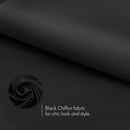 Chiffon Head Neck Scarf - Black Classic Retro Sheer Square Head Scarves Handkerchiefs Handbag Ties for Women and Girls