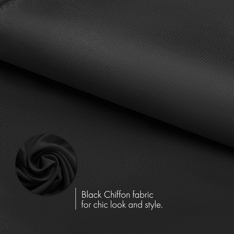 Chiffon Head Neck Scarf - Black Classic Retro Sheer Square Head Scarves Handkerchiefs Handbag Ties for Women and Girls