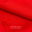 Chiffon Head Neck Scarf - Red Classic Retro Sheer Square Head Scarves Handkerchiefs Handbag Ties for Women and Girls