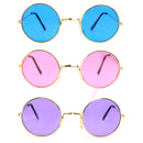 Tinted Round Hippie Glasses Pink Purple and Blue 60's Style Hipster Circle Sunglasses - 3 Pairs