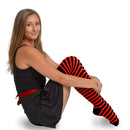 Black and Red Socks - Over The Knee Striped Thigh High Costume Accessories Stockings for Men, Women and Kids