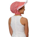 Colonial Pioneer Womens Bonnet - Revolutionary War Red and... Gingham Pilgrim Women Bonnets Sun Hats Dress Up Costume Accessories