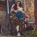 Black Fishnet Skull Tights - Gothic Day of the Dead Halloween Fish Net Pantyhose with Ripped Skeleton Sugar Skulls Stockings