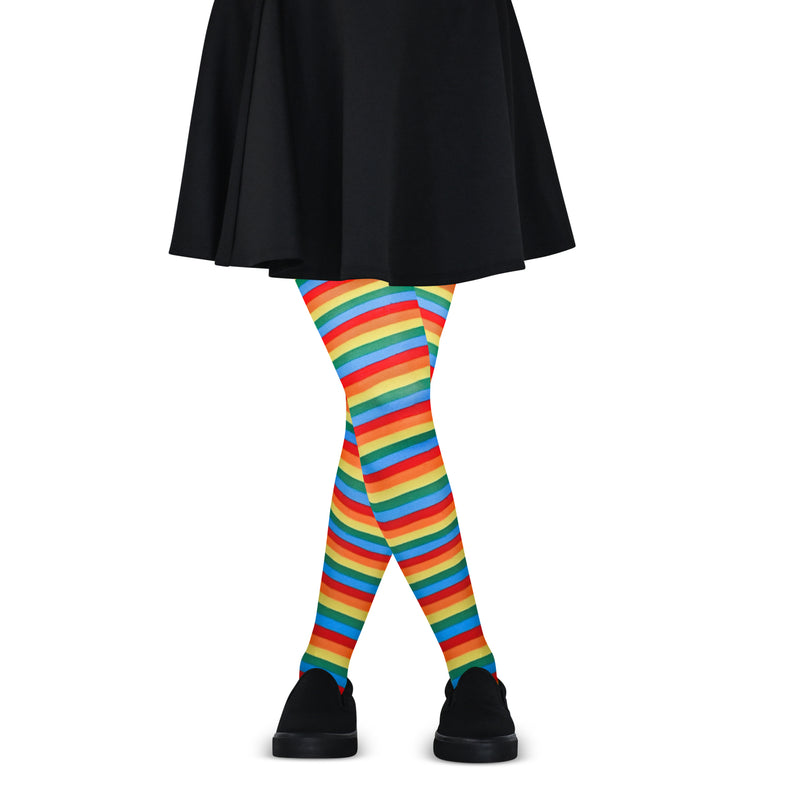 Colorful Rainbow Striped Tights - Striped Nylon Clown Stretch Pantyhos