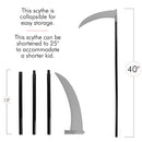 Skeleteen Grey Death Scythe Staff - Grim Reaper Death Costume Accessories Weapon Scythe Prop